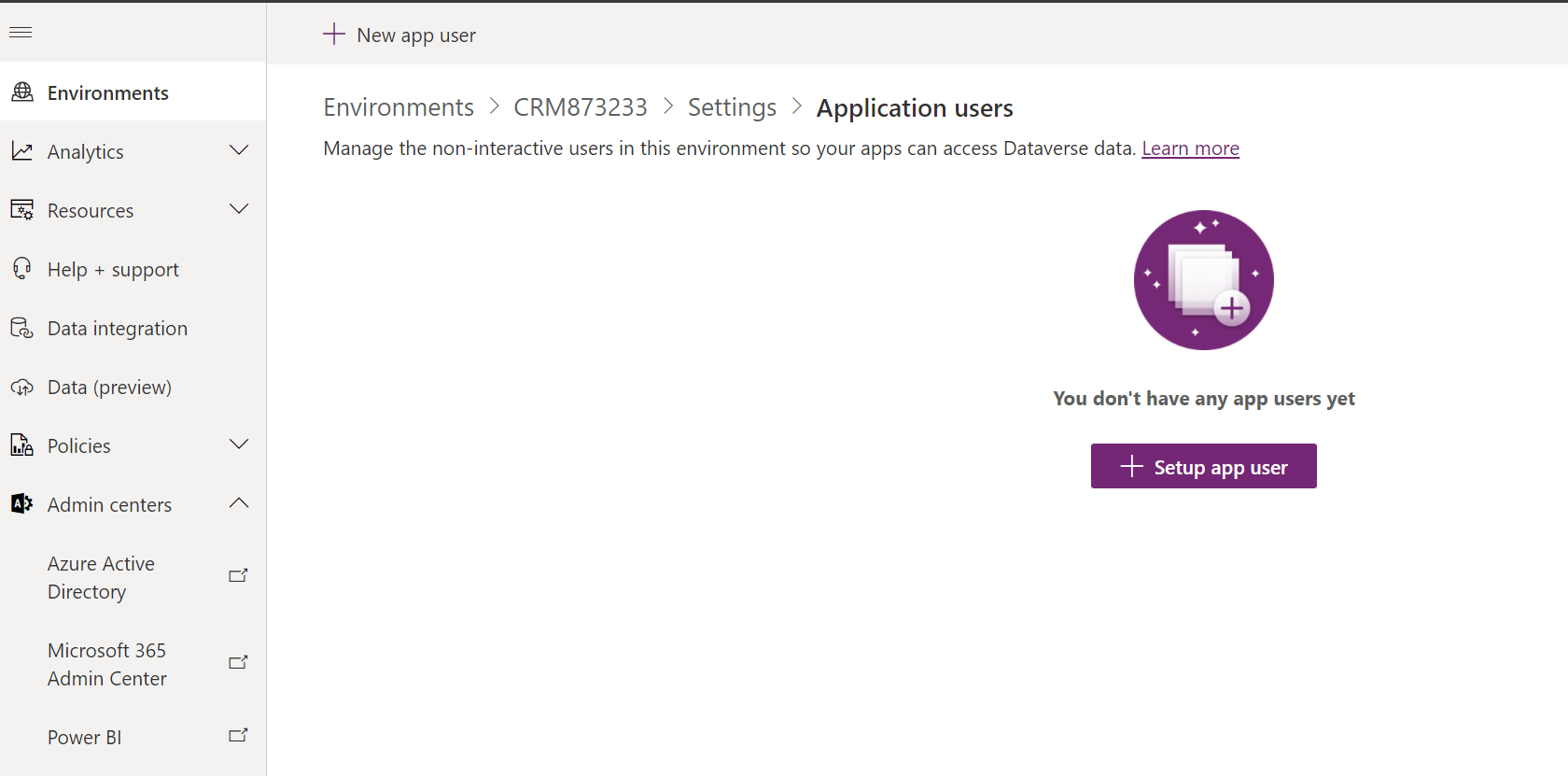 Image shows the add new application users page