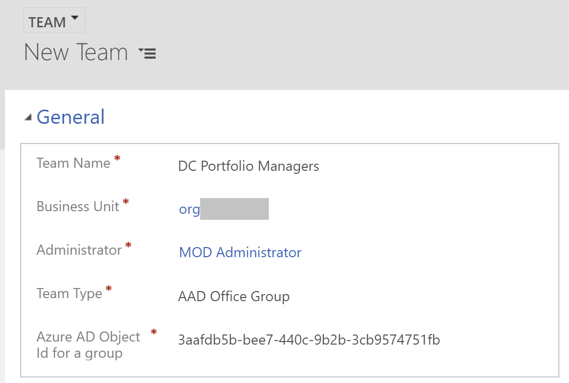Image shows the new editable team details page