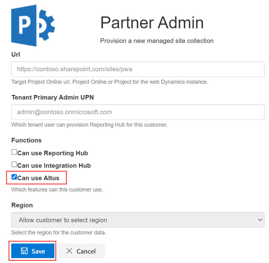 Image shows addition of the new customer account details to the Partner Admin