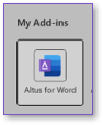 The Altus for Word icon within the My Add-ins section.